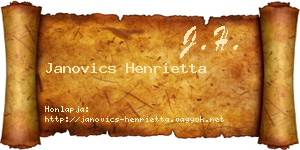 Janovics Henrietta névjegykártya
